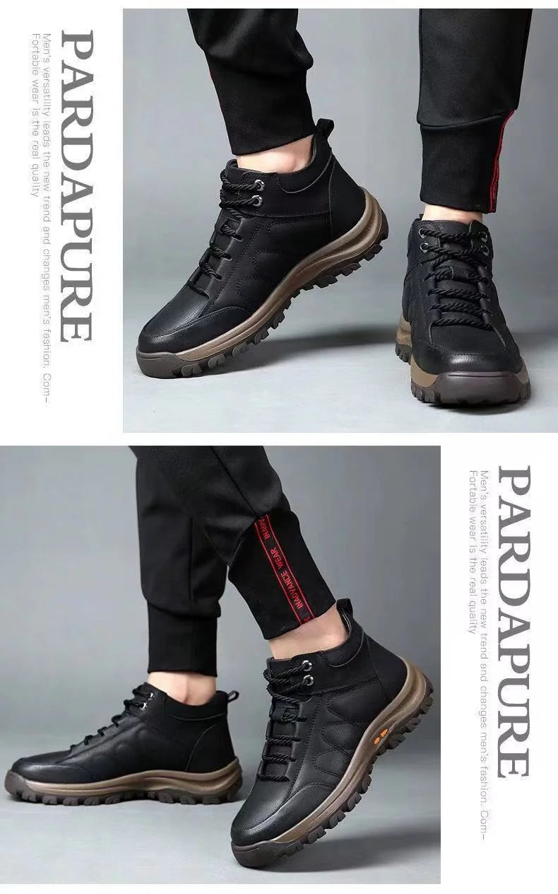 Men’s Winter Sneakers High Top Leather Lined Hiking Casual Sports Shoes