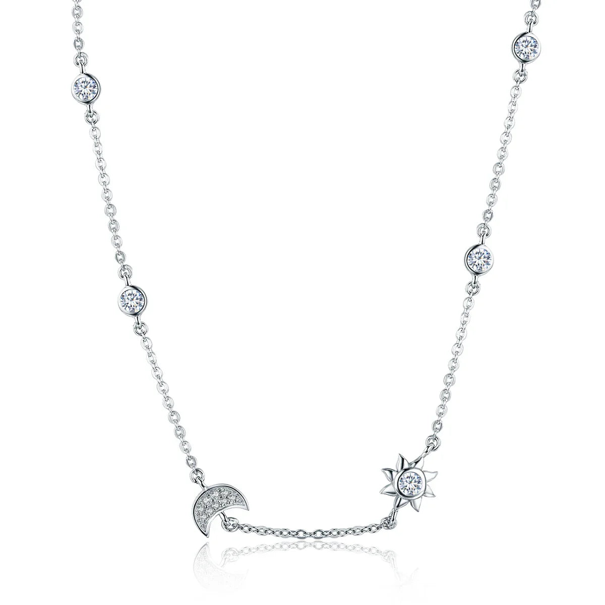 11.11 Sales 925 Sterling Silver Sparkling Moon and Star Exquisite Pendant Necklaces for Women 925 Silver Jewelry Gift SCN272