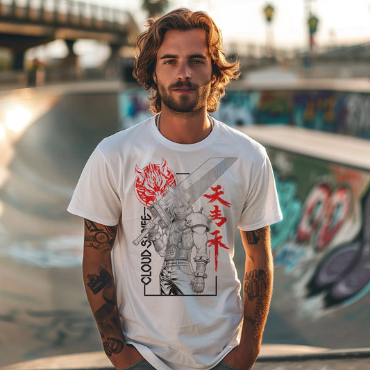 FINAL FANTASY 7 Cloud Strife Anime T Shirt Men Softstyle Tee Gaming Streetwear Graphic T-Shirt for Gamers Stylish Japanese Shirt