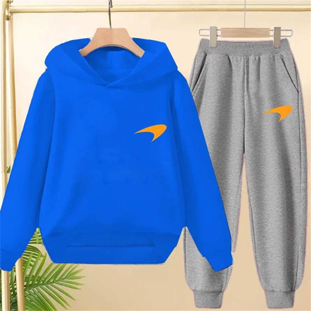 Children Hoodie print 3-12 Years Old Long-sleeved Boys Girls Toddler Coat Top+Pants Stylish Casual black Sweatshirt Set