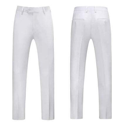 British Style Solid High Waist Trousers Men Formal Trousers High Quality Slim Fit Business Casual Suit Pants Groom Wedding Dress