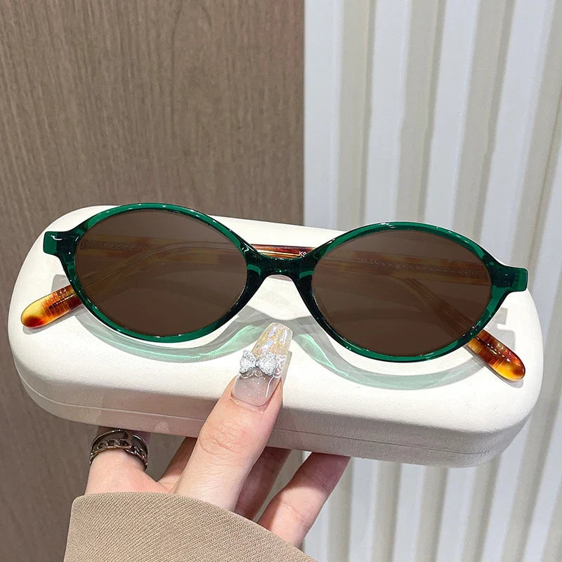 Simple Geometric Oval Small Frame Retro Design Women's Polarized Sunglasses UV Protection Customizable Prescription K9142