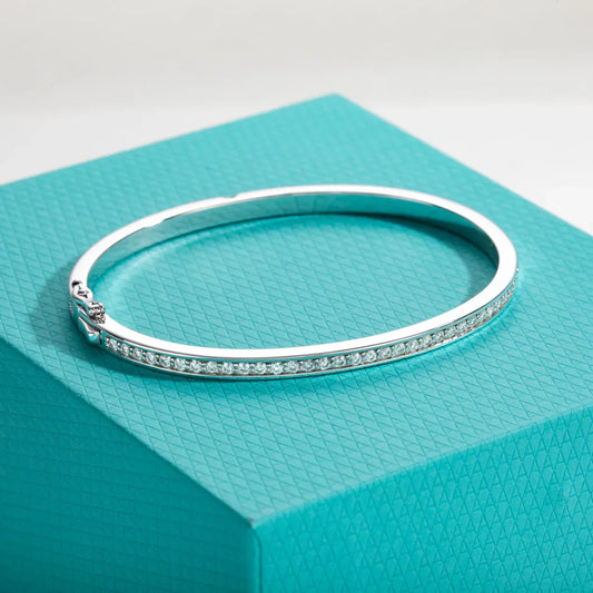 Bracelet éternité Moissanite 2,017 carats en argent sterling 925 et or blanc 18 carats, bracelet classique pour femmes, cadeau