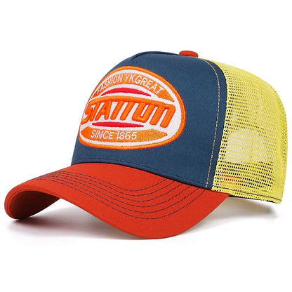High Quality Unisex Baseball Cap for Classic STATION Letter Pattern Mesh Cap Men Women Breathable Streetwear Summer Trucker Hat