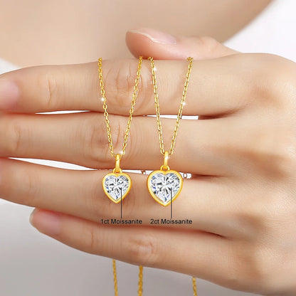 Simple Heart Cut Moissanite Pendant Necklace 14K Gold Women Eternity Love Anniversary Jewelry Wedding Gift 1/2 Carat