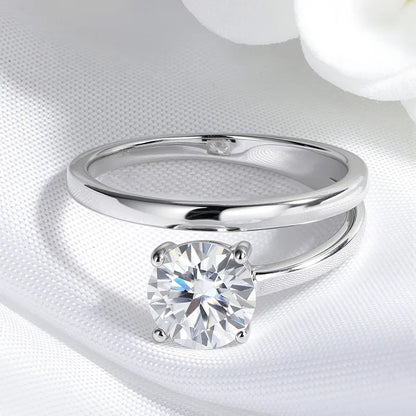 1CT 2CT Certified Moissanite Rings for Women Sparkling Brilliant Cut Wedding Bands 100% Real 925 Pure Silver Jewelry