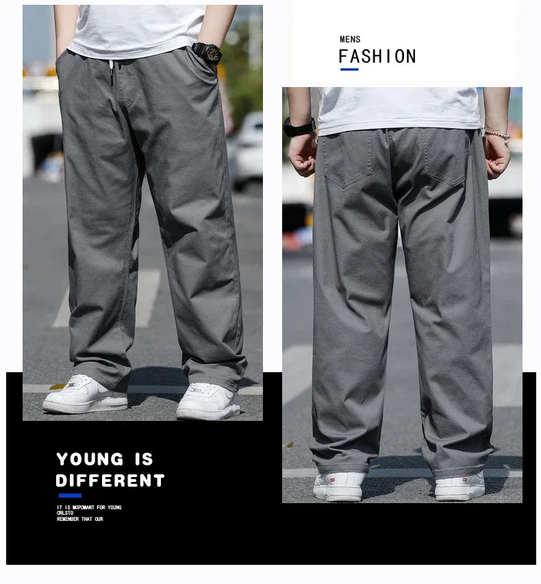 Men's Summer Workwear Pants Plus Size Loose Straight Leg Casual Trousers XL-8XL Big and Tall Large Summer Pants Asian Size