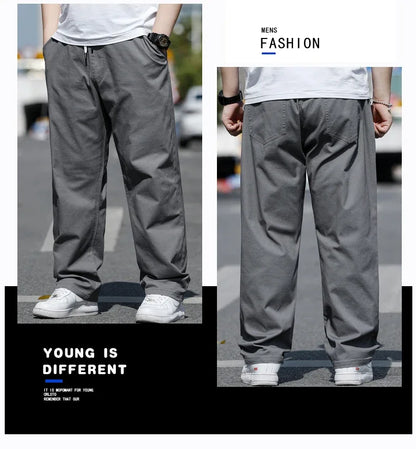 Men's Summer Workwear Pants Plus Size Loose Straight Leg Casual Trousers XL-8XL Big and Tall Large Summer Pants Asian Size