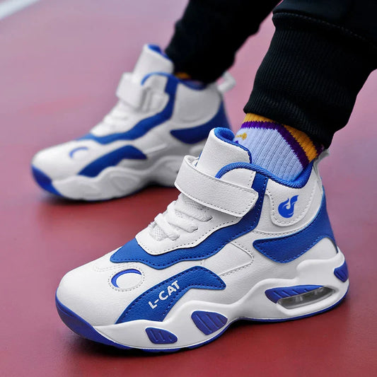 Children's High-top Basketball Shoes Anti-slip Basketball Combat Boots Boys Girls Outdoor Cushioned Sneakers Ankle Support Shoes