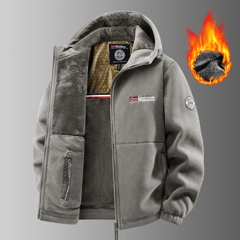Winter Fleece Jacket Men Casual Thickened Wool Coat Athleisure Design Warm Fashion Hooded Jackets Snow Ski Suit Tactical Coat