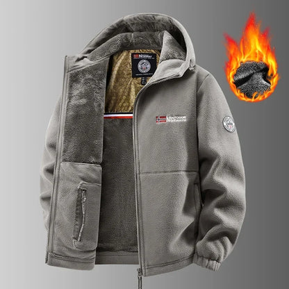 Winter Fleece Jacket Men Casual Thickened Wool Coat Athleisure Design Warm Fashion Hooded Jackets Snow Ski Suit Tactical Coat