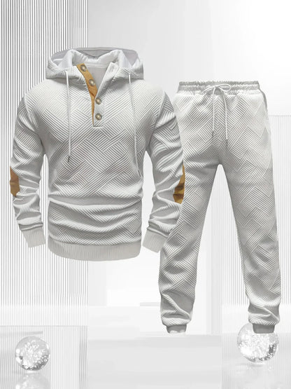 Men's Sportswear Solid Color Joggers Hoodie Sweatshirts and Long Pants 2 Piece Set Fashionable Casual Sports Set Men's Tracksuit