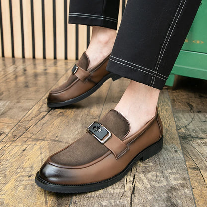 Brand High-quality Brown Loafers for Men Soft Comfortable Men's anti suede Formal Shoes Thick Soled Casual Leather Shoes Mo-2928