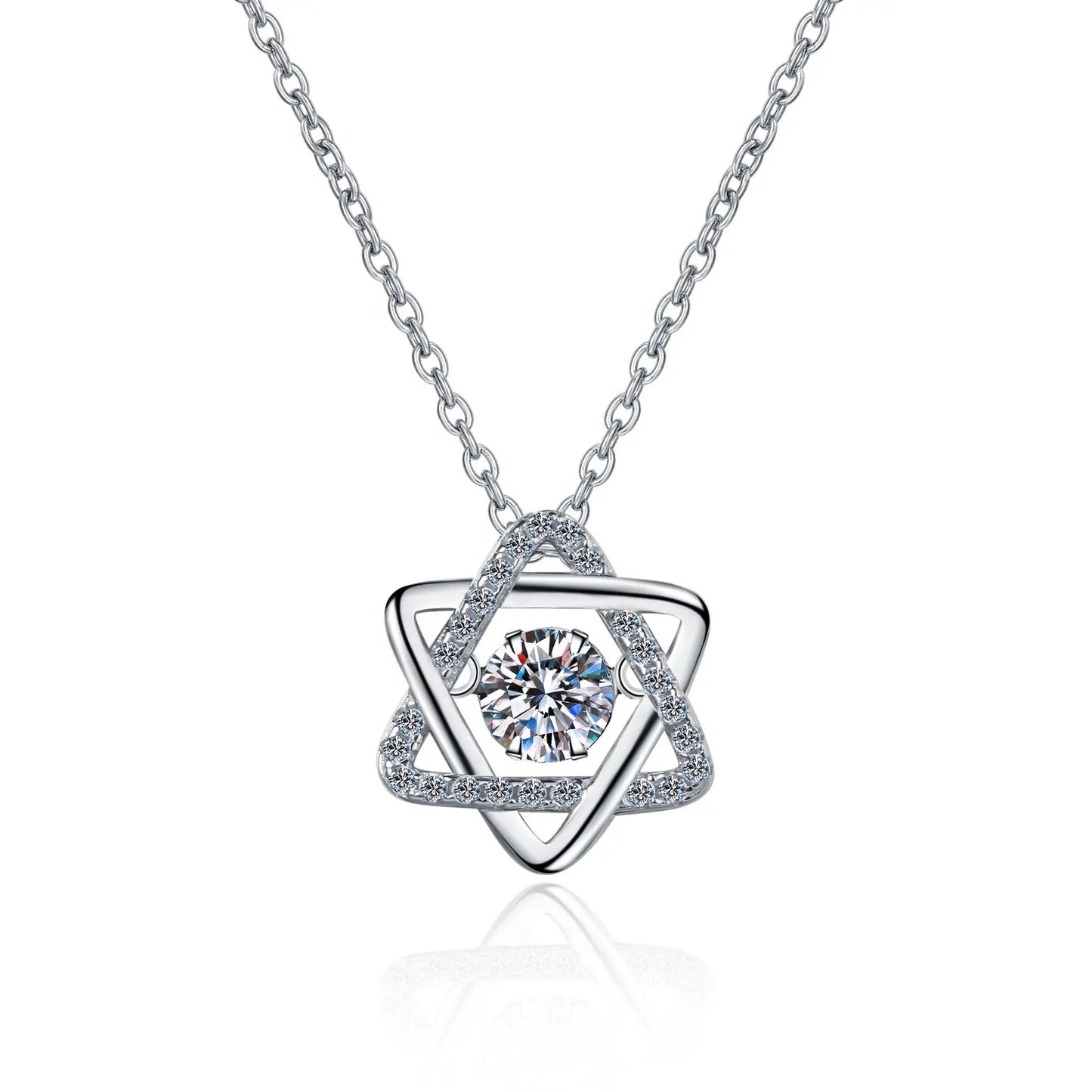 Simulation Diamonds Necklace for Women Six-pointed Star Romantic 0.5ct Moissanite Pendant Wedding S925 Silver Jewelry