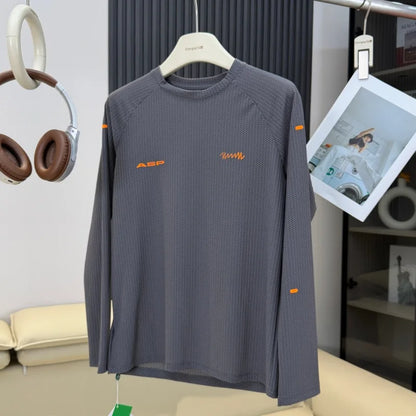 Man Mountain Outdoor Mesh Long Sleeve, Quick-Dry Breathable & Stretch Round Neck Top Unisex