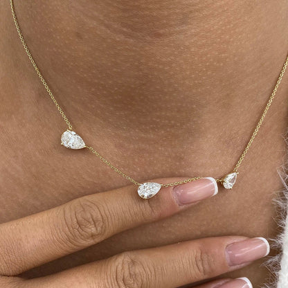 East West 9cttw Pear Cut Moissanite Necklace for Women 925 Sterling Silver Waterdrop Diamond Neckchain Wedding Party Jewelry GRA