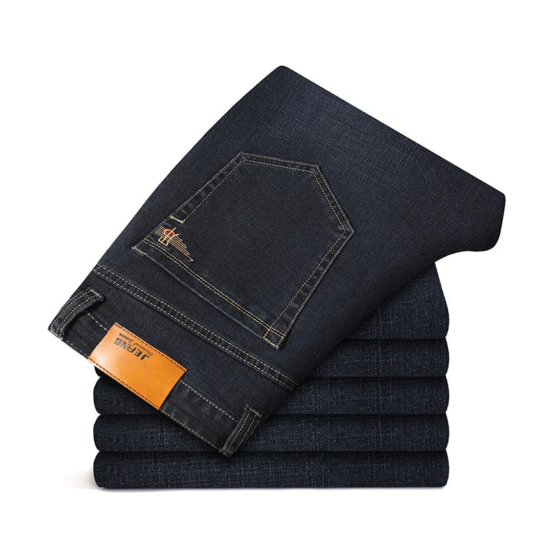 Plus Size 28-46 Spring Autumn Classic Business Trousers Male Brand Men's Fashion Casual Jeans Straight Elasticity Denim Pants