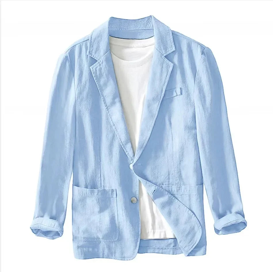 Men's Casual Suit Single-layer Jacket Solid Color Cotton And Linen Casual Fashion Men's Top