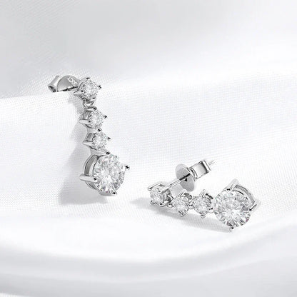 2.6CTTW D Color Certified Moissanite Drop Earrings for Women Four Claws Classic Wedding Jewelry 100% 925 Sterling Silver