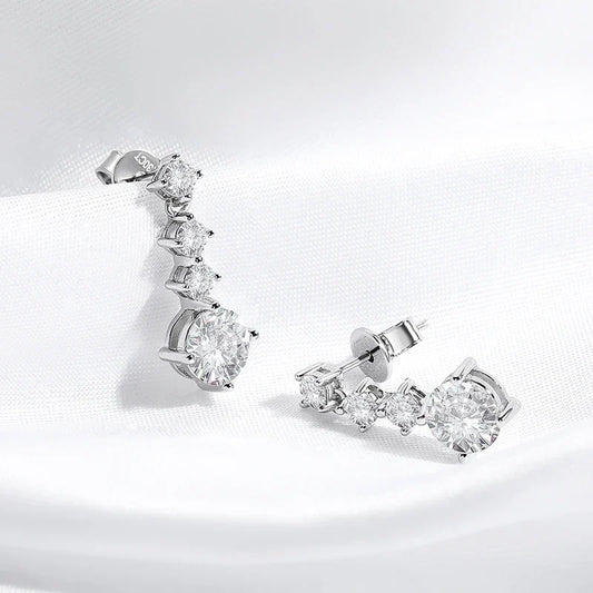 2.6CTTW D Color Certified Moissanite Drop Earrings for Women Four Claws Classic Wedding Jewelry 100% 925 Sterling Silver