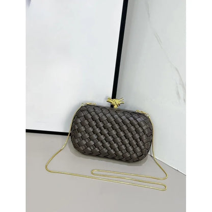 Elegant Box Shaped Dinner Clutch Crossbody Bag for Women Fashionable Chain Strap Handbag Retro Style Leather Handbag