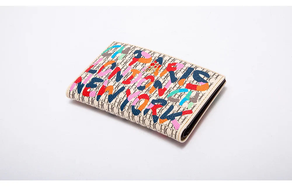 Women's Wallet CHCH Fashion Letter Cartoon Pattern Classic Retro Long Storage Wallet PVC Material Bag