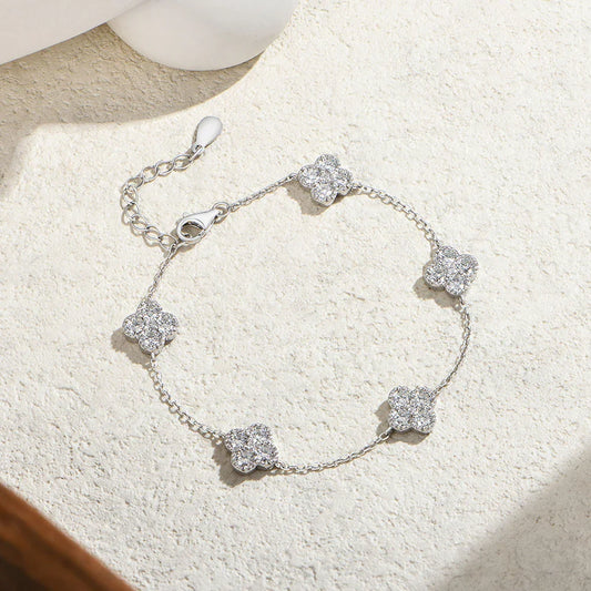 Bracelets en Moissanite pour Femme, Argent 925, Or 18 carats, Chaîne d'extension Réglable, Bijoux Délicats Empilables Porte-bonheur, Cadeau d'Anniversaire