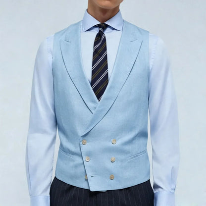 Men Vest Pink Double Breasted With Lapel Solid Waistcoat For Wedding Banquet Business Work Office Casual Daily Men Suit Vest