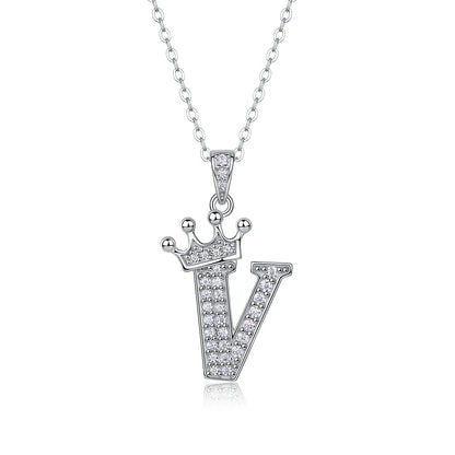 925 Silver Initial Necklace Sparkling Full Moissanite Diamond Pendant Charm Necklaces for Women Letter Name Choker Jewelry Gift