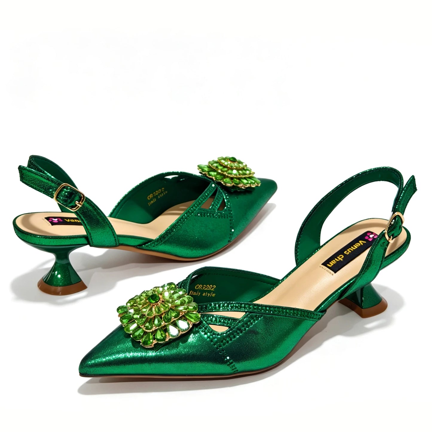 2025 Newst Italian Butter-fly Design Party Wedding Pointed Toe Slingback Sandals with Bag Set in Blue Color