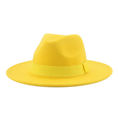 Fedora Hat Women Winter Hats for Women Ribbon Band Men's Hat Wide Brim Classic Beige Wedding Church Bowler New Cap chapeau femme