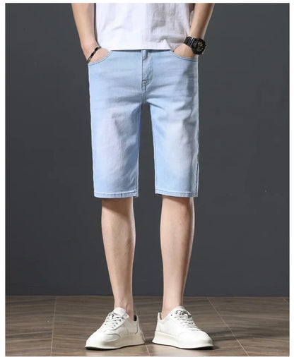 2025 Summer Brand Stretch Thin Bermuda Masculina Cotton Denim Jeans Jorts Men Knee Length Soft Ropa Hombre Shorts