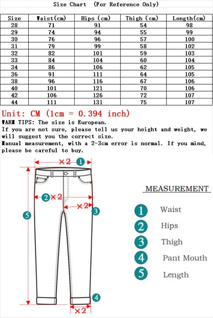Wine Red Jeans Men Fashion Casual Classic Style Business Straight Slim Fit Trousers Male Advanced Pants 6 Colors Plus Size 28-44