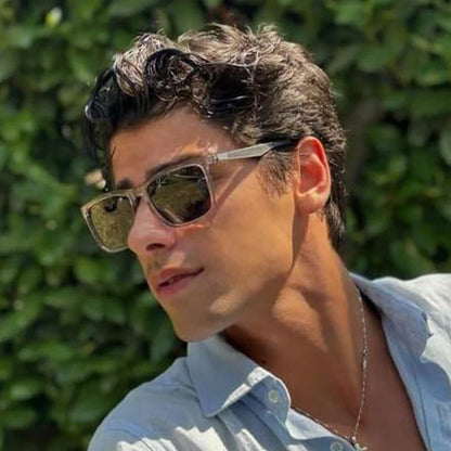 UV400 Protection Sunglasses for Men Rectangle Ultralight Carbon Fiber Frame Classic Polarized Sun Glasses