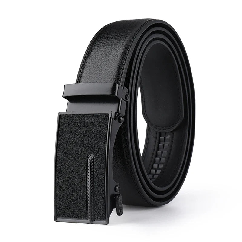 2026 New Cow Genuine Leather Men's Belt Cowhide Strap for Male Automatic Buckle Belts for Men Black Buckle Belts