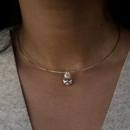3/4/5Carat Pear Cut  Moissanite Omega Necklace For Women S925 Silver Waterdrop Solitaire Diamond Collar Necklace GRA Certificate