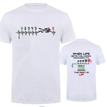 Motorcycle Gear Biker Heartbeat Print Men T-Shirts Summer Men's T Shirt Clothing Oversized Men Tshirt Graphic T Shirt