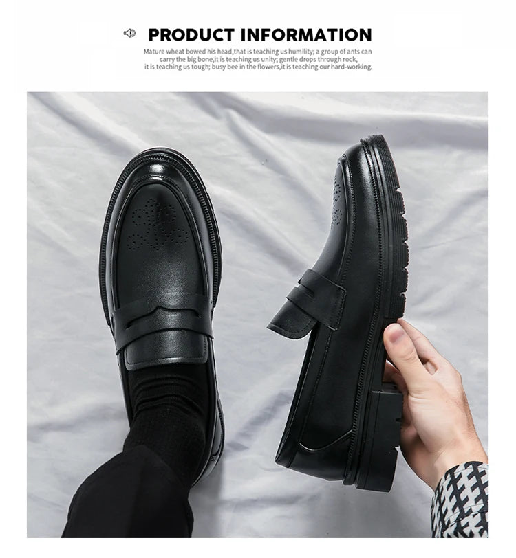Spring and autumn men's business casual shoes breathable carved leather shoes British fashion platform pointed leather shoes 46