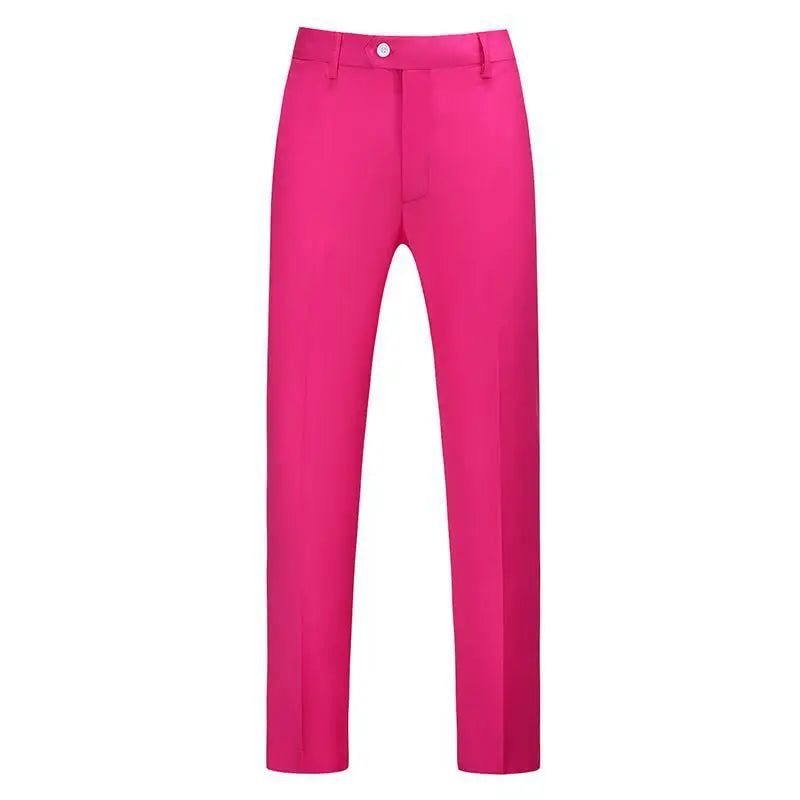 19 Colors High Quality Men's Solid Color Slim Fit Suit Pants Fashion Formal Business Social Groom Wedding High End Trousers