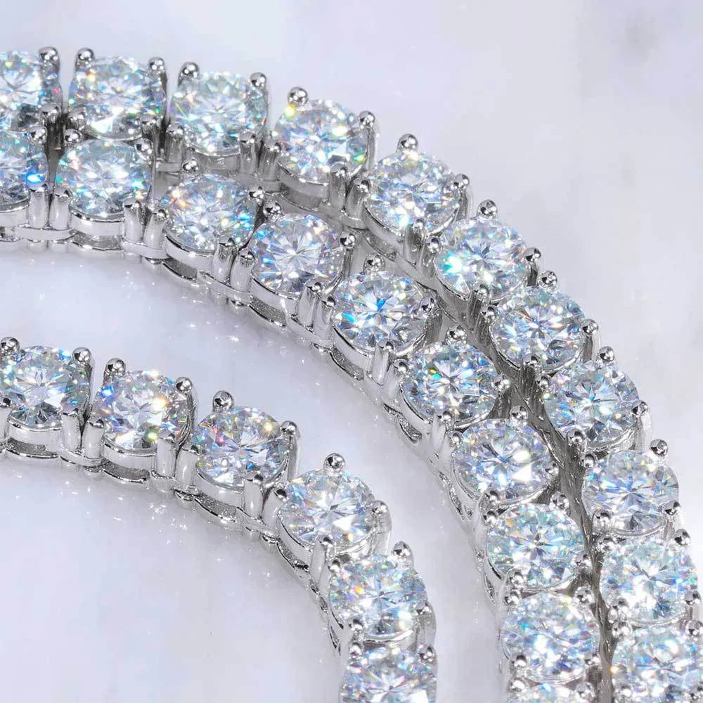 925 Sterling Silver Double Lock Moissanite Tennis Necklace D VVS1 Diamond with GRA Certificates Neck Chain Fine Jewelry