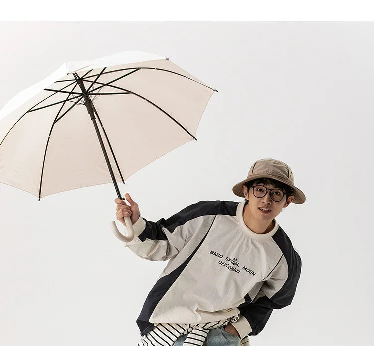 Japanese-inspired Color-blocked Crew Neck Sweatshirt with Patchwork Design: Men's Spring/Autumn Outdoor Leisure