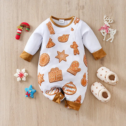 Prowow 0-18M Baby Christmas Costume Cartoon Deer Jumpsuit With Santa Hat Christmas Baby Romper For Newborn New Year Costume
