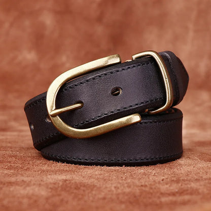 3.3CM Men High Quality Genuine Leather Belt Luxury Copper Buckle Belts Thickening Pure Cowskin Vintage Strap Male Jeans for Man