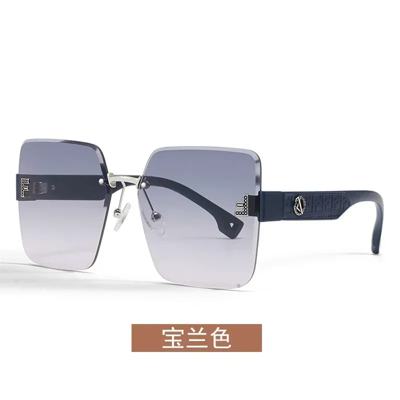 2025 New Fashion Gradient Sunglasses Women Square POLARIZED Ladies Sun Glasses Girls Rimless Vintage Luxury UV400 Gafas De Sol
