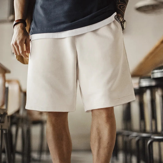 Men Summer Contrast Color Knitted Shorts Casual Wear-resistant Gusset Patchwork Short Loose Fit Elastic Waist Sport Shorts