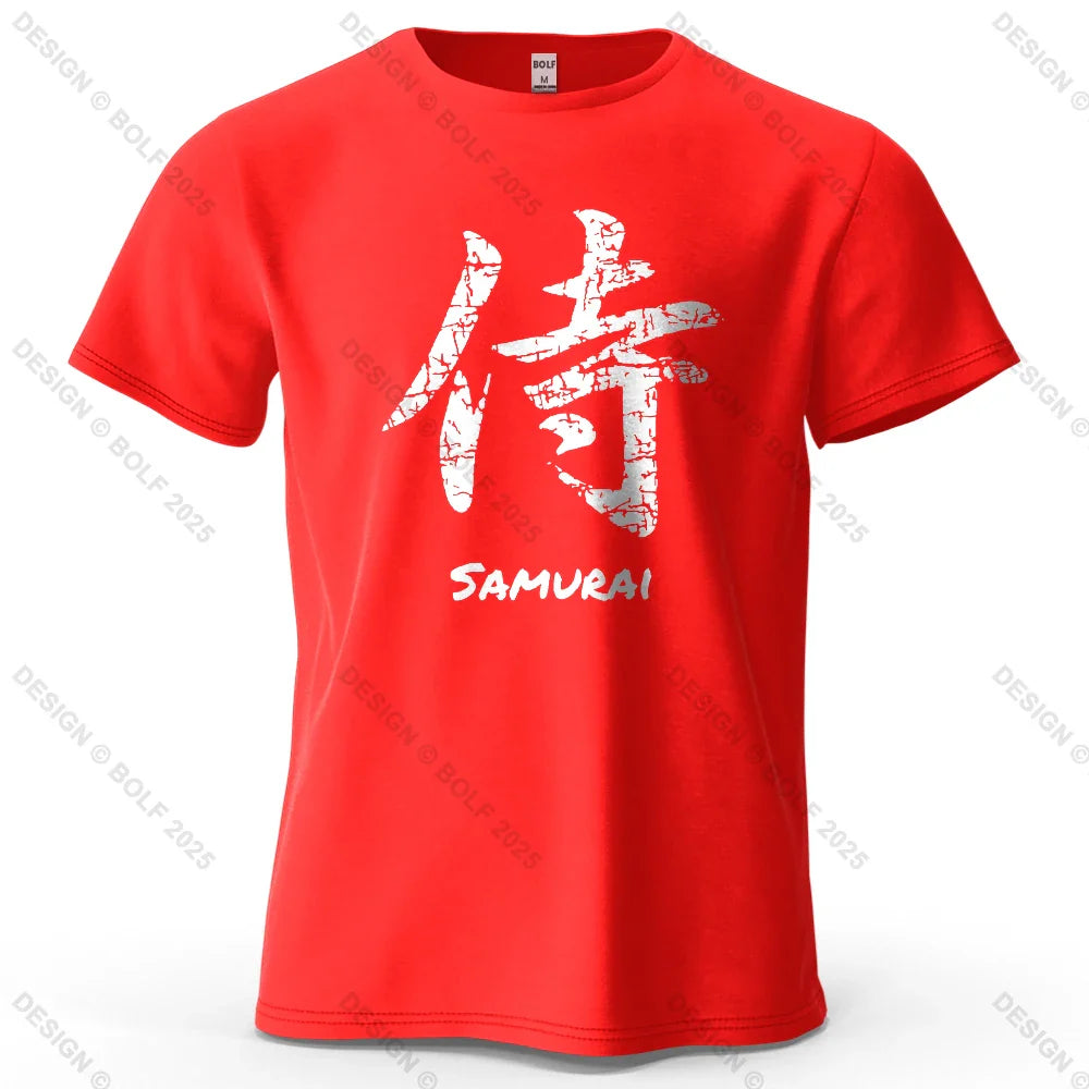 Samurai Character Printed Men's T-Shirt 100% Cotton Oversized Classic Asian Aesthetics Graphic Tees for Women Tees Streetwear