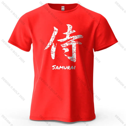 Samurai Character Printed Men's T-Shirt 100% Cotton Oversized Classic Asian Aesthetics Graphic Tees for Women Tees Streetwear