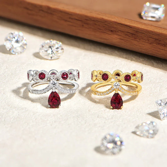 Bagues Classiques en Rubis de Laboratoire avec Couronne en Zircon Élégance Intemporelle Bague de Fiançailles et de Mariage en Argent Sterling 925 pour Femmes