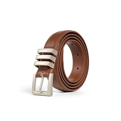 Belts Women Full Grain Leather Versatile Solid Color Metal Buckle 2024 Ladies Accessories Handmade 91055