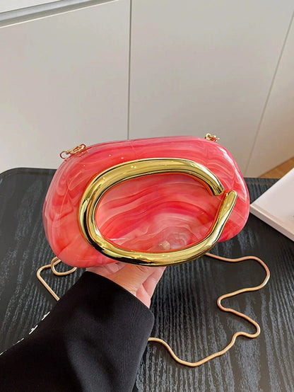 Women's Sealed Box Shaped Acrylic Clutch Fashion Dinner Wedding Party Handbag Elegant Luxury Designer Crossbody Shoulder Bag